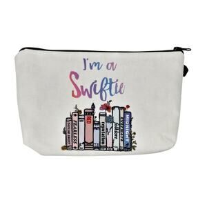 "I AM SWIFTIE" GIRL'S  CONCERT MERCH WHITE MAKEUP OR PENCIL ZIPPER POUCH